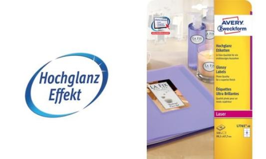 ZWECKFORM AVERY Hochglanz-Foto-Etiketten, 210 x 297 mm, weiß (L7767-40)
