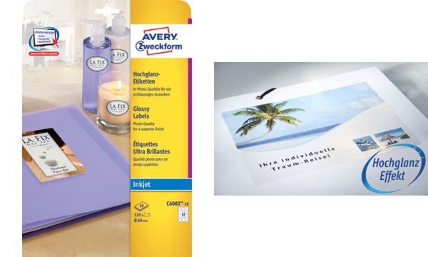 ZWECKFORM AVERY Inkjet/Glossy Etiketten, 63,5 x 46,6 mm Inhalt: 150 Etiketten (