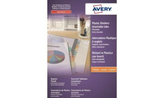 ZWECKFORM AVERY Intercalaires à onglets, 6 touches, PP, transparent dimensions: