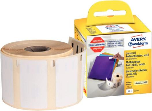 ZWECKFORM AVERY Rollenetiketten, 57 x 32 mm, weiß Universal-Etiketten für DYMO 