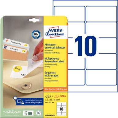 ZWECKFORM AVERY Stick+Lift Etiketten, 96 x 50,8 mm, weiß (L4744REV-25)