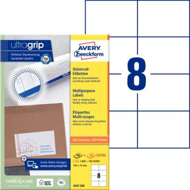 ZWECKFORM AVERY Universal-Etiketten, 105 x 74 mm, weiß ohne Rand, ProNature - F