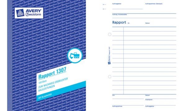 ZWECKFORM AVERY Zweckform Formularbuch "Rapport-Regiebericht", SD, A4 - für den