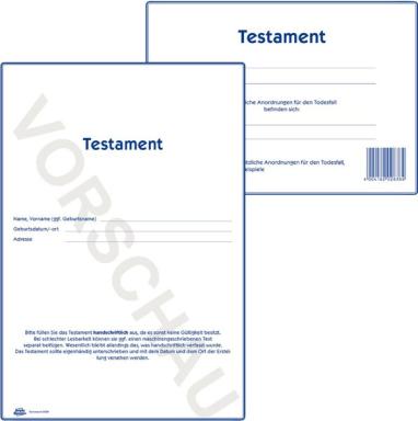 ZWECKFORM AVERY Zweckform Vordruck "Testament", 220 x 163 mm - 1 Stück (2838)