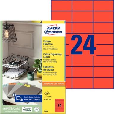 ZWECKFORM Avery - Aktenetiketten (File Folder Labels) - Rot - 70 x 37 mm - 2400
