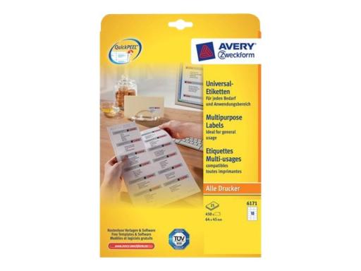 ZWECKFORM Avery - Mehrzwecketiketten - weiß - 64 x 45 mm - 450 Etikett(en) (25 