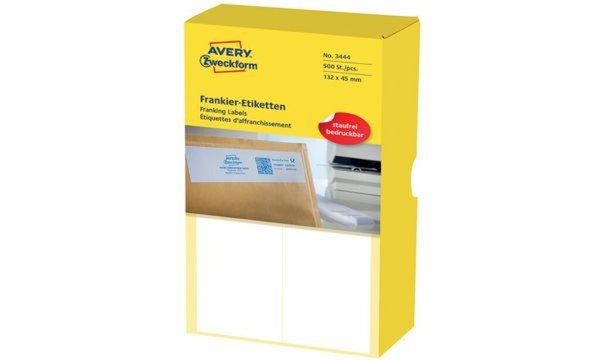 ZWECKFORM Avery 3435 - Frankieretiketten, permanent - weiß - 135 x 38 mm - 1000