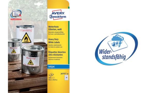 ZWECKFORM Avery Zweckform Etikette 210x297mm, wetterfest,weiss
