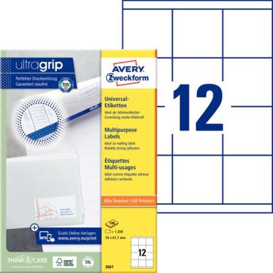 ZWECKFORM Avery Zweckform Etiketten, weiß 70,0 x 67,7mm 1200 Stück