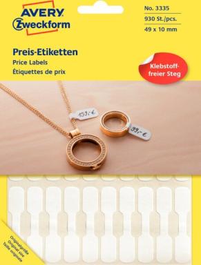 ZWECKFORM Avery Zweckform Hantel-Etiketten, 49x10mm, weiß, 924 Stk