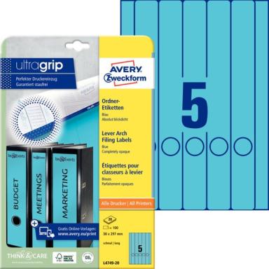 ZWECKFORM Avery Zweckform Ordner-Etiketten, schmal/lang, blau