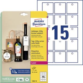 AVERY Zweckform Anhänger, Karton, 220 g/qm, 50 x 50 mm, weiß