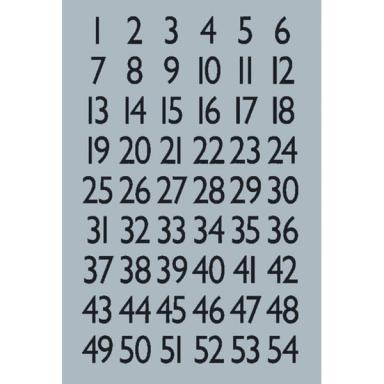 Zahlen 13x12mm 1-100 Silberfol sw 4Bl 1Pack