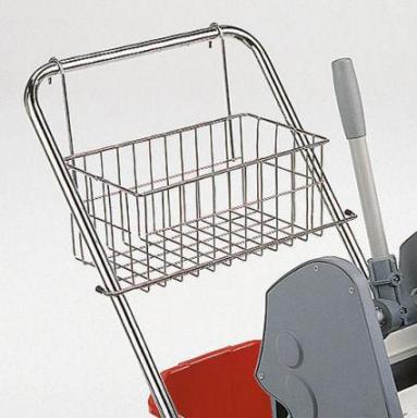 Zubehör/Ersatzteil: Ablagekorb/Drahtkorb für Reinigungswagen "Carello Roll 30-Liter" | verchromt Deichselkorb, zum Einhängen in die Deichsel/Schiebegriff