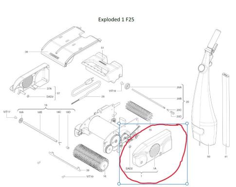 Zubehör/Ersatzteil: Seitendeckel links mit Quadratmutter | schwarz <br>passend für Bodenreinigungsmaschine Floorwash F25