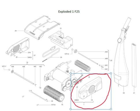 Zubehör/Ersatzteil: Seitendeckel links mit Quadratmutter | schwarz <br>passend für Bodenreinigungsmaschine Floorwash F25