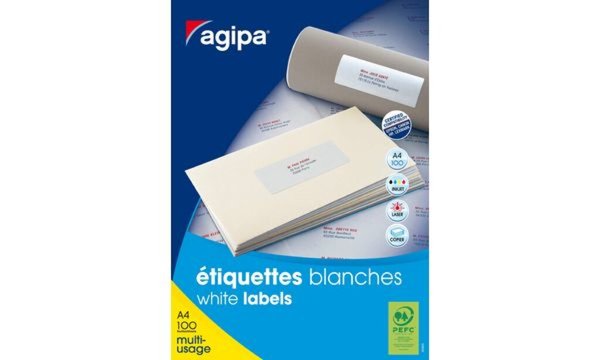 agipa Universal-Etiketten, 99,1 x 3 8,1 mm, weiß (62000028)