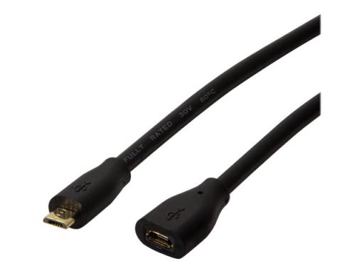 LogiLink Micro USB 2.0 Verlängerungskabel, 0,5 m, schwarz