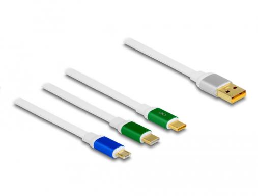 DELOCK - USB-Kabel - USB (M) zu Micro-USB Typ B, 2 x USB-C (M) - USB2.0 3 A - 1