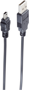 S-CONN USB-Micro Kabel USB-A-ST auf USB-B Mini 5pin 2.0 Kupfer 1,0m (14-16025)