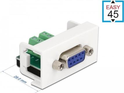 DELOCK Easy 45 Modul D-Sub 9 Pin Buchse zu 10 Pin Terminalblock 22,5 x 45 mm