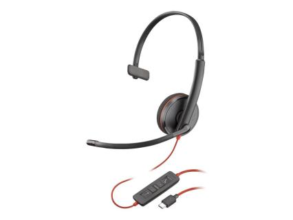 HP Poly Blackwire 3210 Monaural USB-C Headset +USB-C/A Adapter