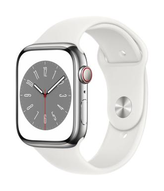 Apple Watch Series 8 45 mm (GPS + Cellular)  silber, weiß