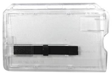 Kartenhalter / Cardholder / Namensschild,passend für 1 Karte, mit Ausschieber, mit Ründlöchern und Langloch, aus Polykarbonat, Farbe: transparent matt - 100 Stück