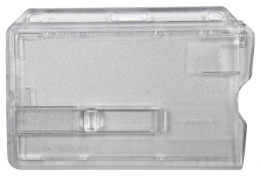 Kartenhalter / Cardholder / Namensschild,passend für 1 Karte, mit Ausschieber, mit Ründlöchern und Langloch, aus Polykarbonat, Farbe: transparent matt - 100 Stück
