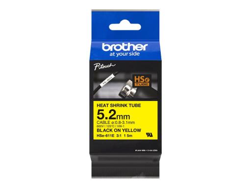BROTHER Schrumpfschlauchkassette Brother  5,2mm gelb/schwarz  HSE611