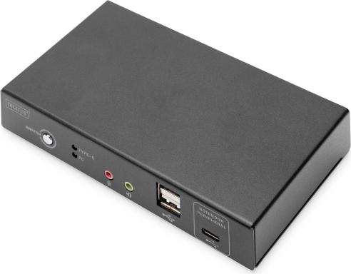 DIGITUS KVM Switch, 2-Port, USB-C, 4K30Hz, Netzwerk