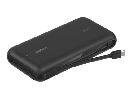 BELKIN Powerbank with Integrated USB-C Cable, Black, 20,000 mAh, BPB024HQBK