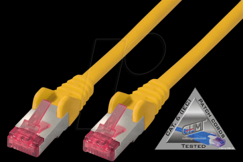 SHIVERPEAKS Patchkabel S/FTP Cat.6A PIMF gelb 1,5m