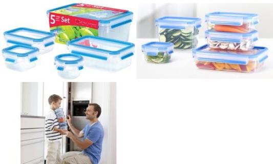 emsa Frischhaltedose CLIP & CLOSE, 5er Set, 0,15 - 3,70 L (6460166)