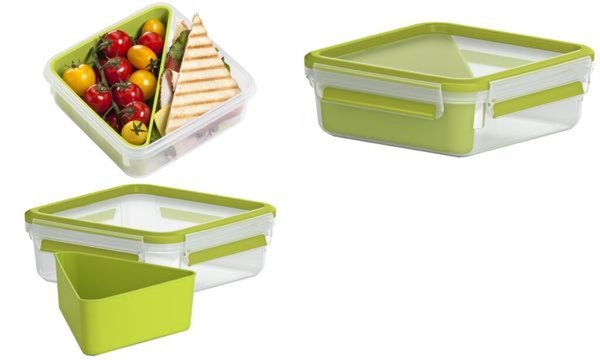 emsa Sandwichbox CLIP & GO, 0,85 Li ter, transparent / grün (6460490)