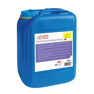 etolit Bestecktauchreiniger flüssig | 10 Liter flüssiges Vorbehandlungsmittel für Besteck und Silber im Tauchverfahren, mildalkalisch, materialschonend