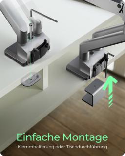 RAIDSONIC Monitorhalterung IB-MS524-T (grau, für 2 Monitore bis 32" (81cm))