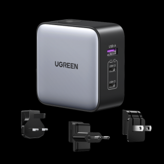 UGREEN USB-A+2*USB-C 65W GaN Worldwide Travel Fast Charger (90409)