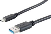S-CONN USB Kabel USB A-ST auf USB 3.1 Typ C-ST schwarz 3,0m (13-31045)