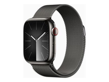 Apple Watch Series 9 41 mm Edelstahl (GPS+Cellular) Milanaise Loop  schwarz, graphit
