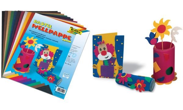 folia Bastelwellkarton, 250 x 350 m m, 10 Blatt, sortiert (57905015)