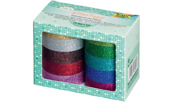 folia Deko-Klebeband Glitzer Tape , 10-farbig sortiert (57905327)
