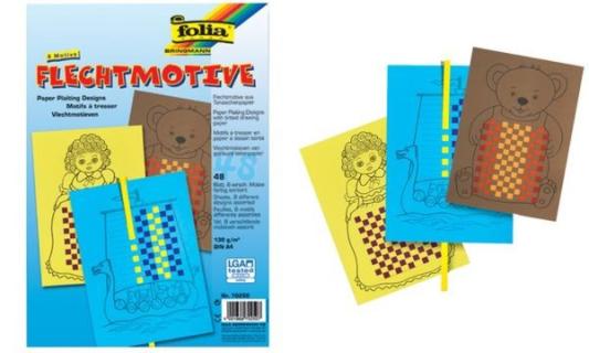 folia Flechtmotive aus Tonpapier, D IN A4, farbig sortiert (57905912)