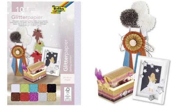 folia Glitterpapier, 170 g/qm, 240 x 340 mm, farbig sortiert (57906083