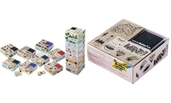 folia Motivstempel-Set Unicorn, a us Holz, 12-teilig (57906058)