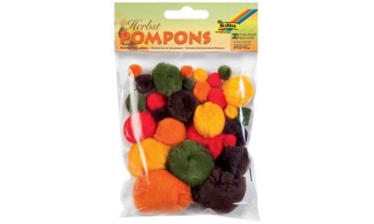 folia Pompons, 30 Stück, Größen sor tiert, Pastellfarben (57905990)