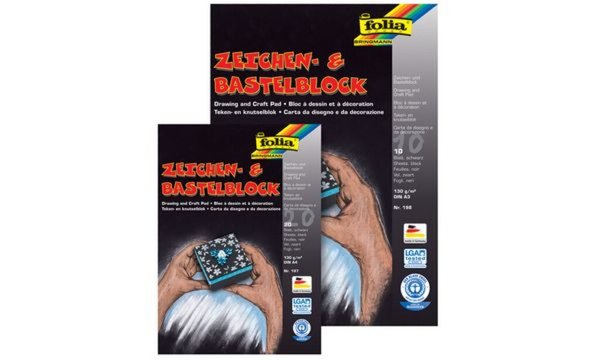 folia Tonpapierblock, DIN A3, 130 g /qm, schwarz (57905523)