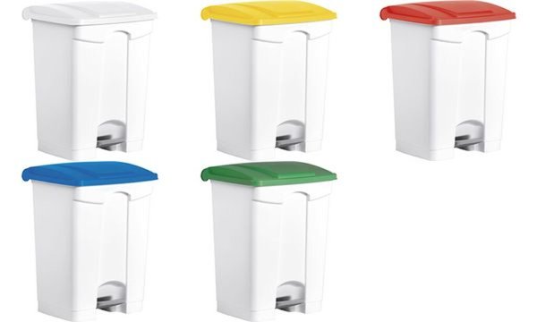 helit Tret-Abfalleimer the step, 70 Liter, weiß/gelb (5690706)