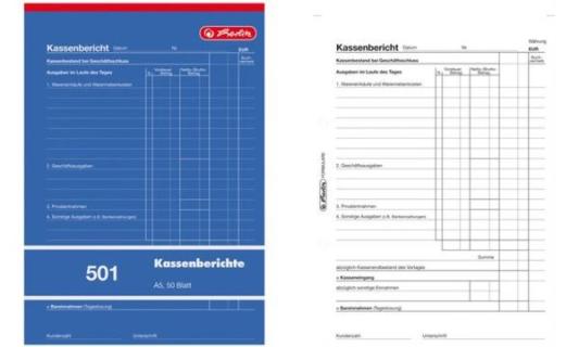 herlitz Formularbuch Kassenbericht 501 DIN A5, 50 Blatt (882514)