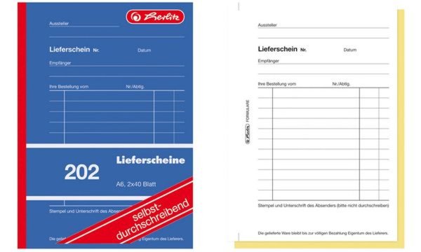 herlitz Formularbuch Lieferschein 202, A6, 2 x 40 Blatt (883553)